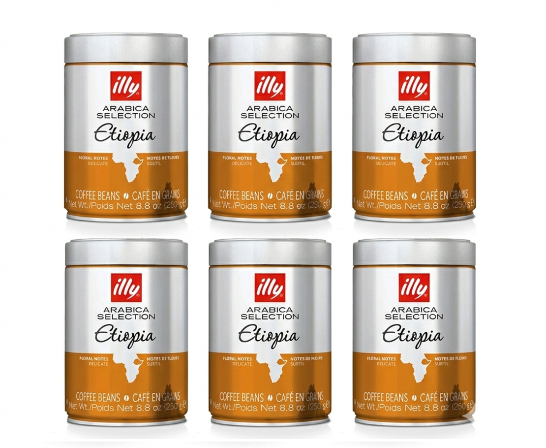 מבצע 6 יח' פולי קפה אילי - 250 גר' קלייה בינונית אתיופיה - illy etiopia