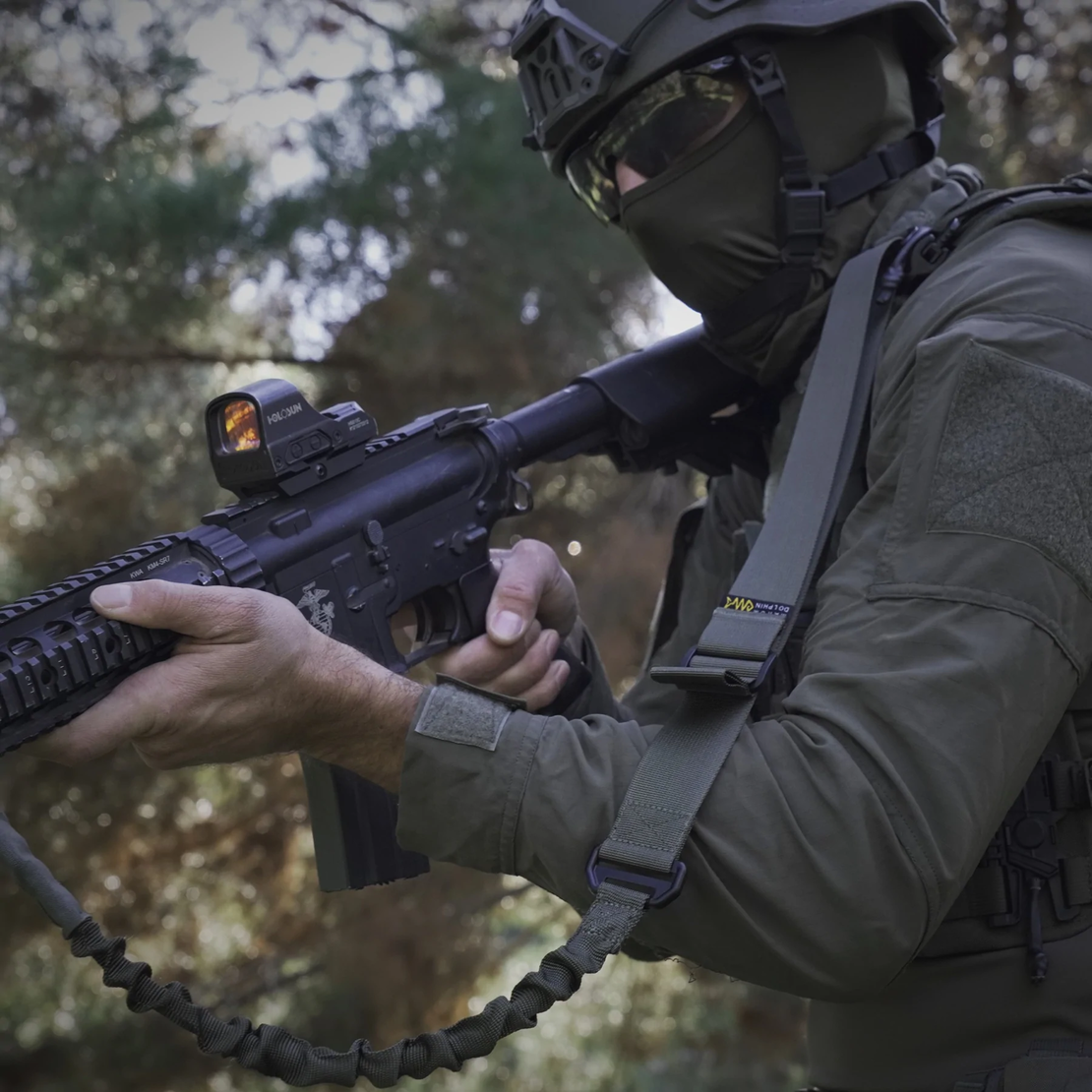 רצועה לנשק בנג'י 2 נקודות מרעום דולפין שחור/ירוק זית