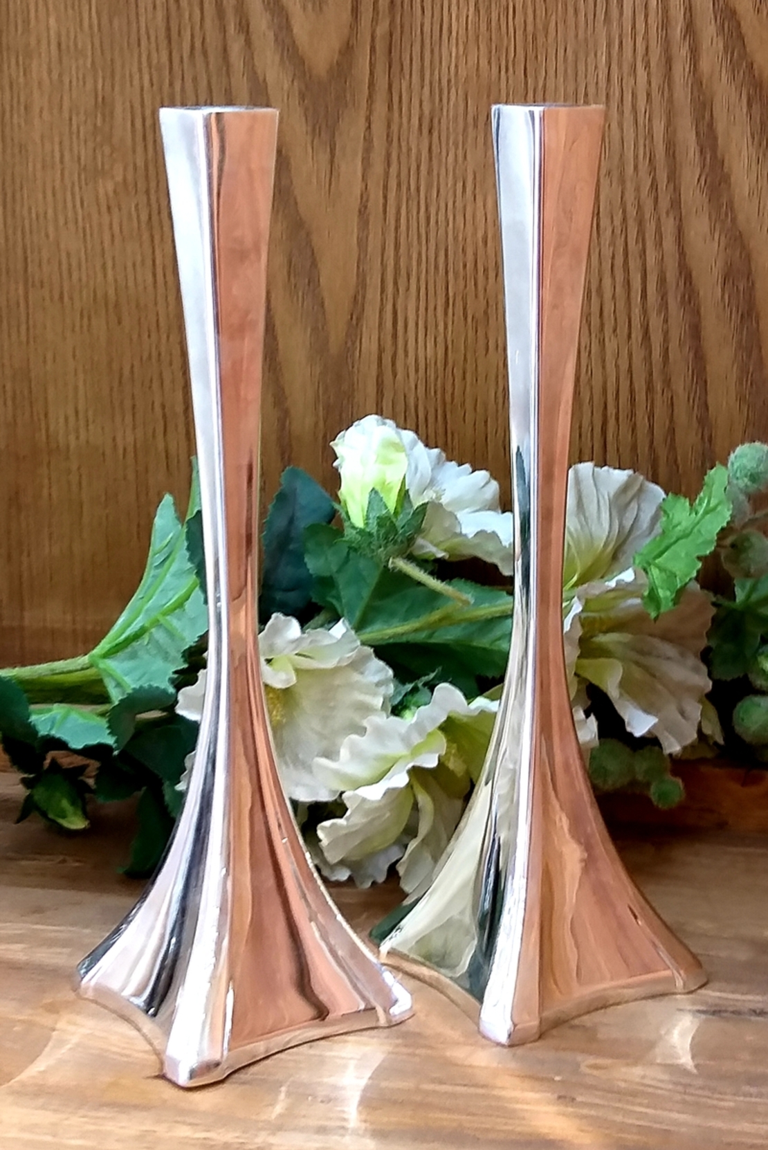 Prince pure silver concave candlesticks