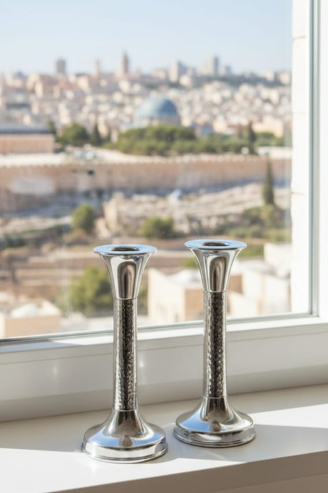 זוג פמוטי עמוד כסף טהור