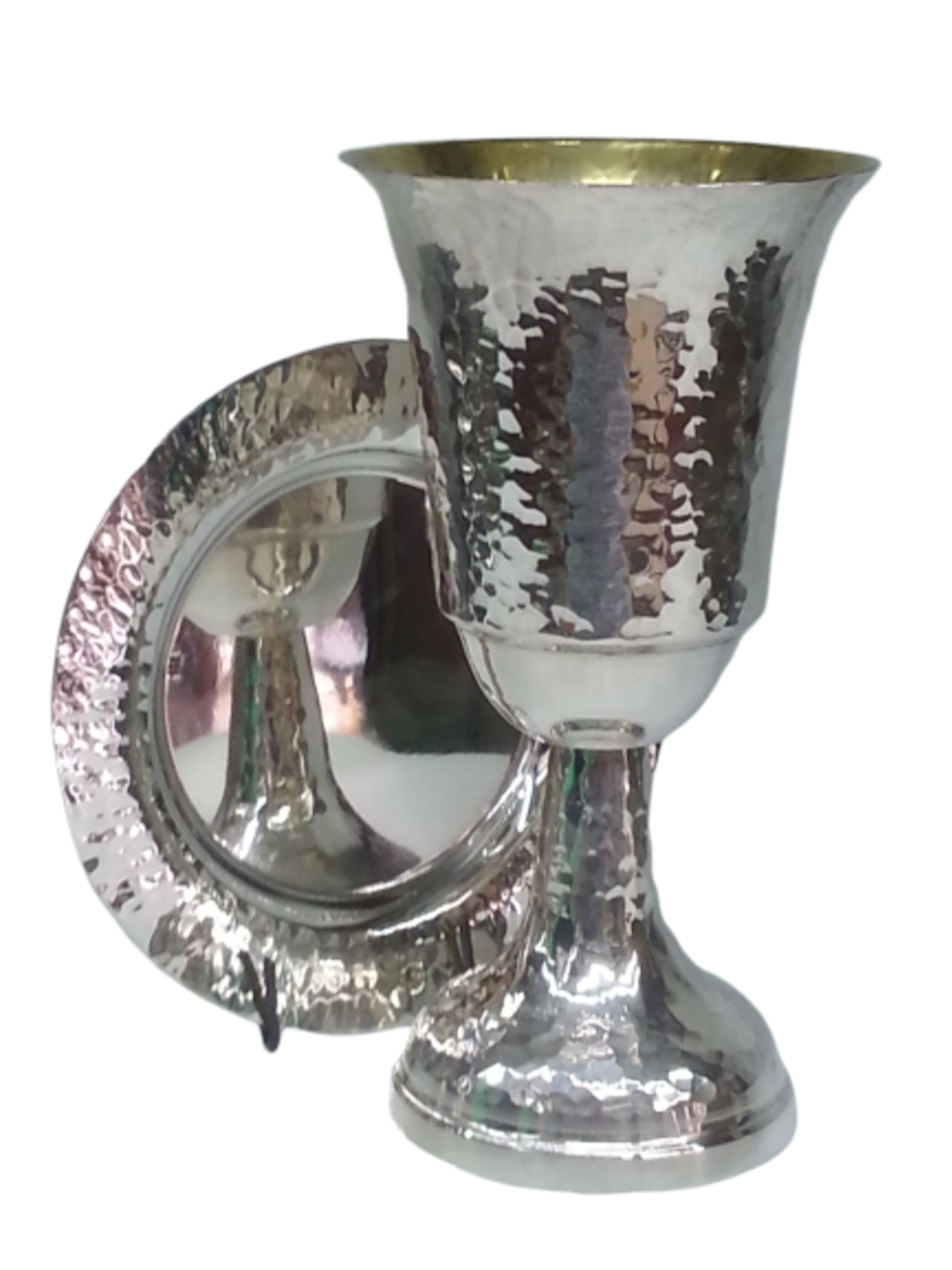 Pear Kiddush set hammer pure silver