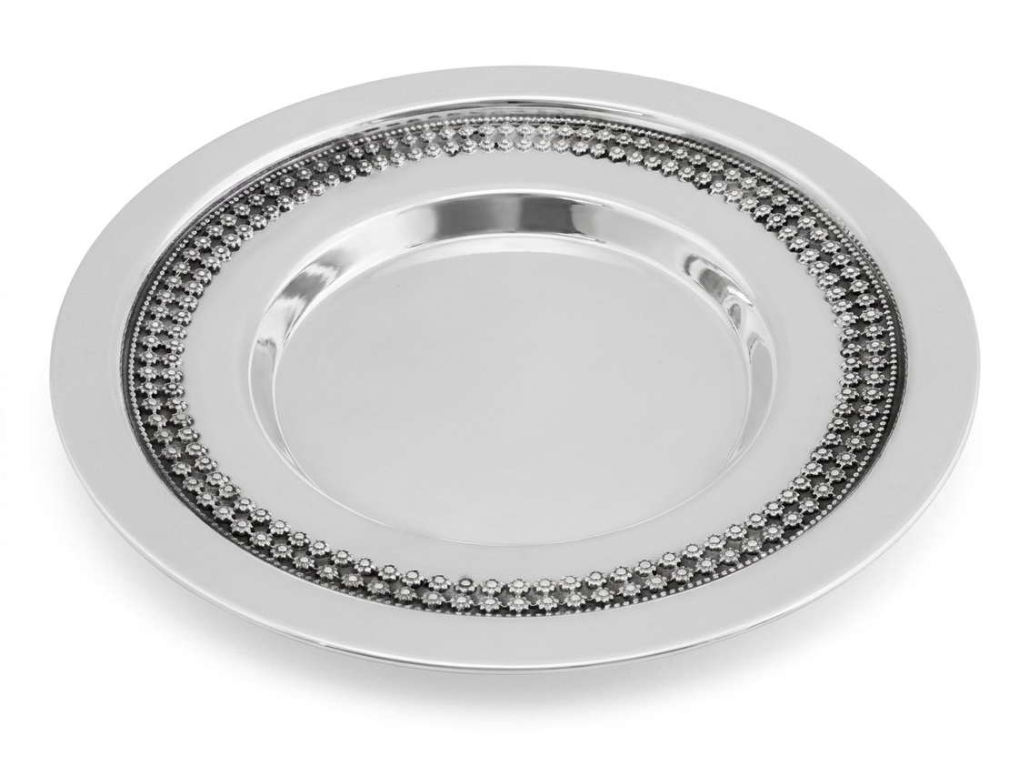 צלחת לגביע קידוש שושנים כסף טהור