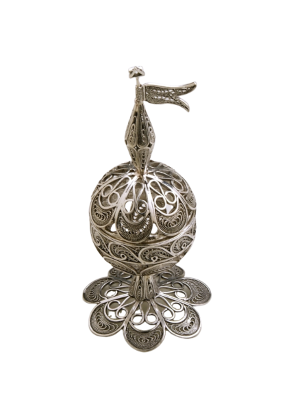 Round filigree bsamim box M pure silver