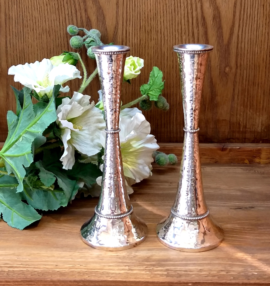 pure silver Gil hammer candlesticks 2 sizes