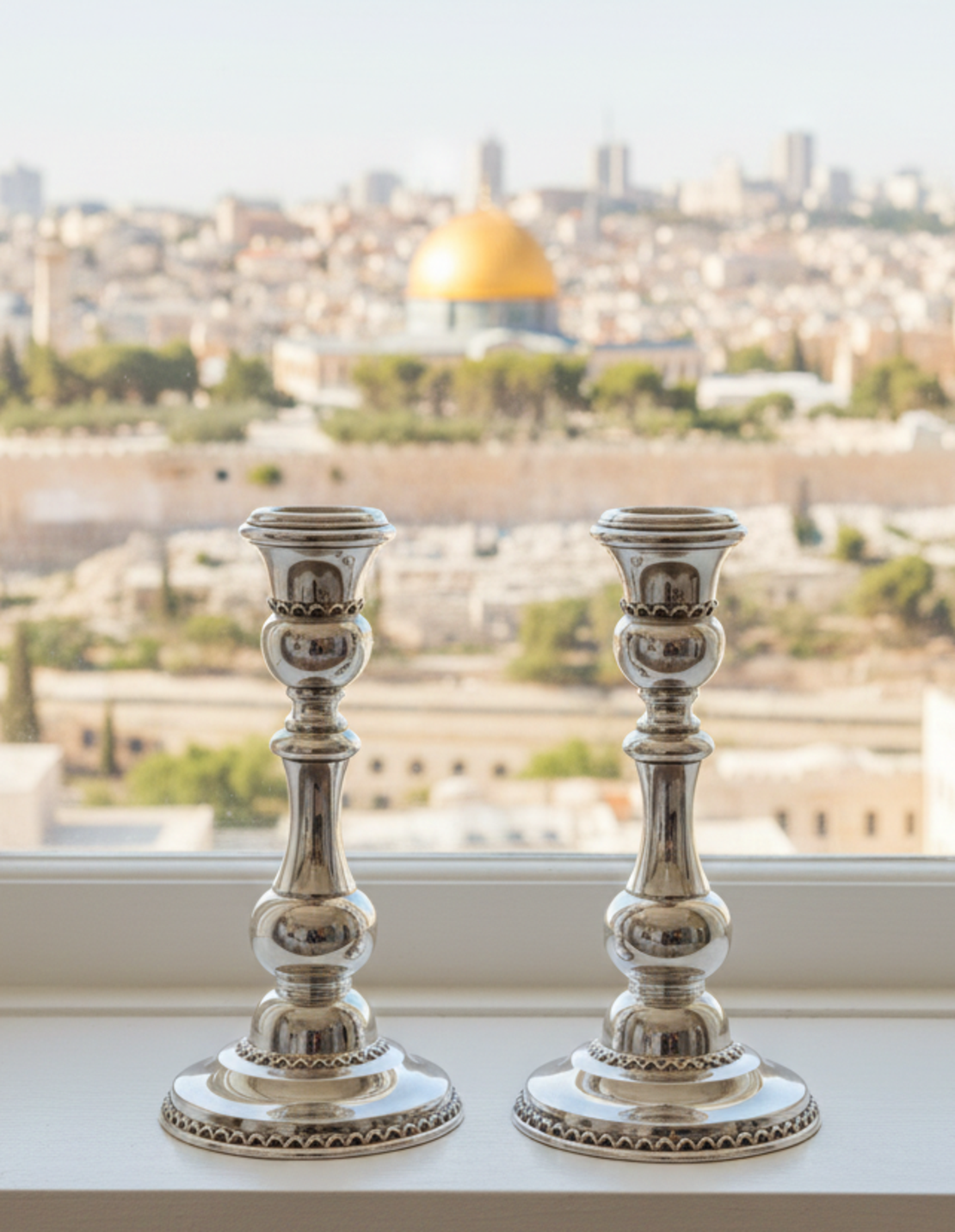 Pure silver apple mini candlesticks