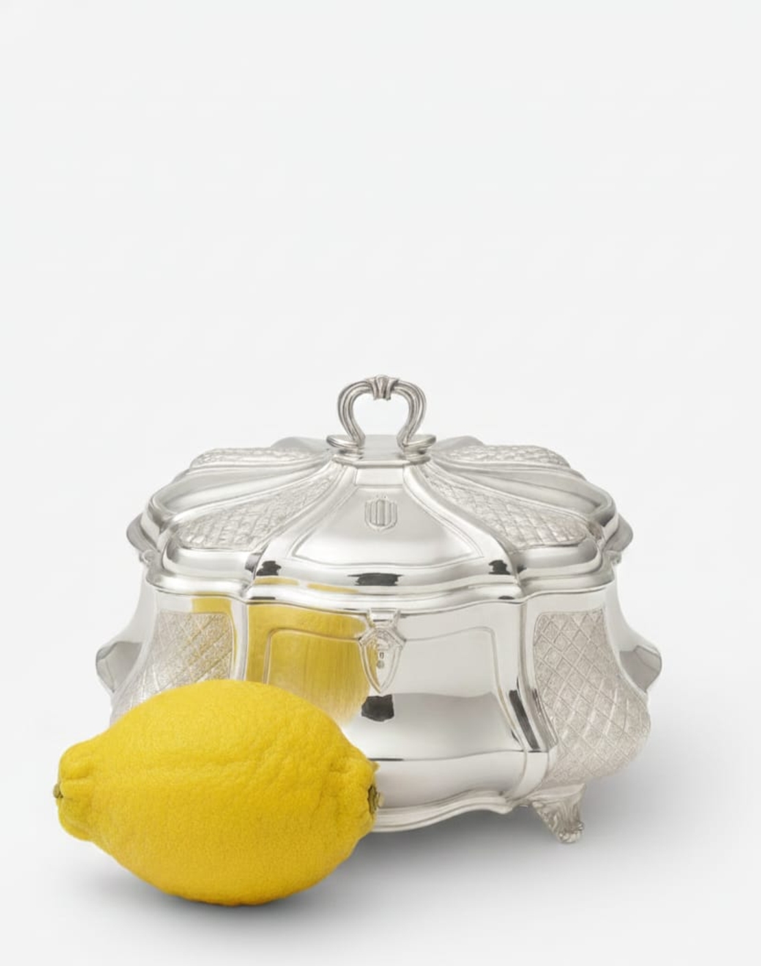 Oval pure silver Etrog box