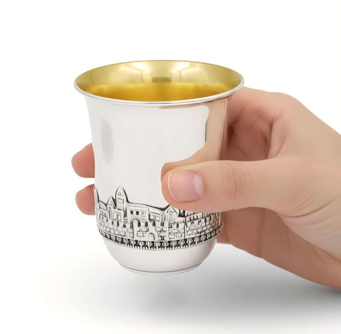 Russian Jerusalem Kiddush cup, pure silver