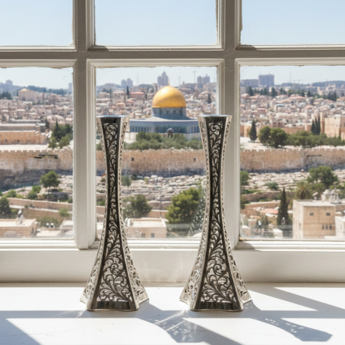 pure silver M sawn star candlestick