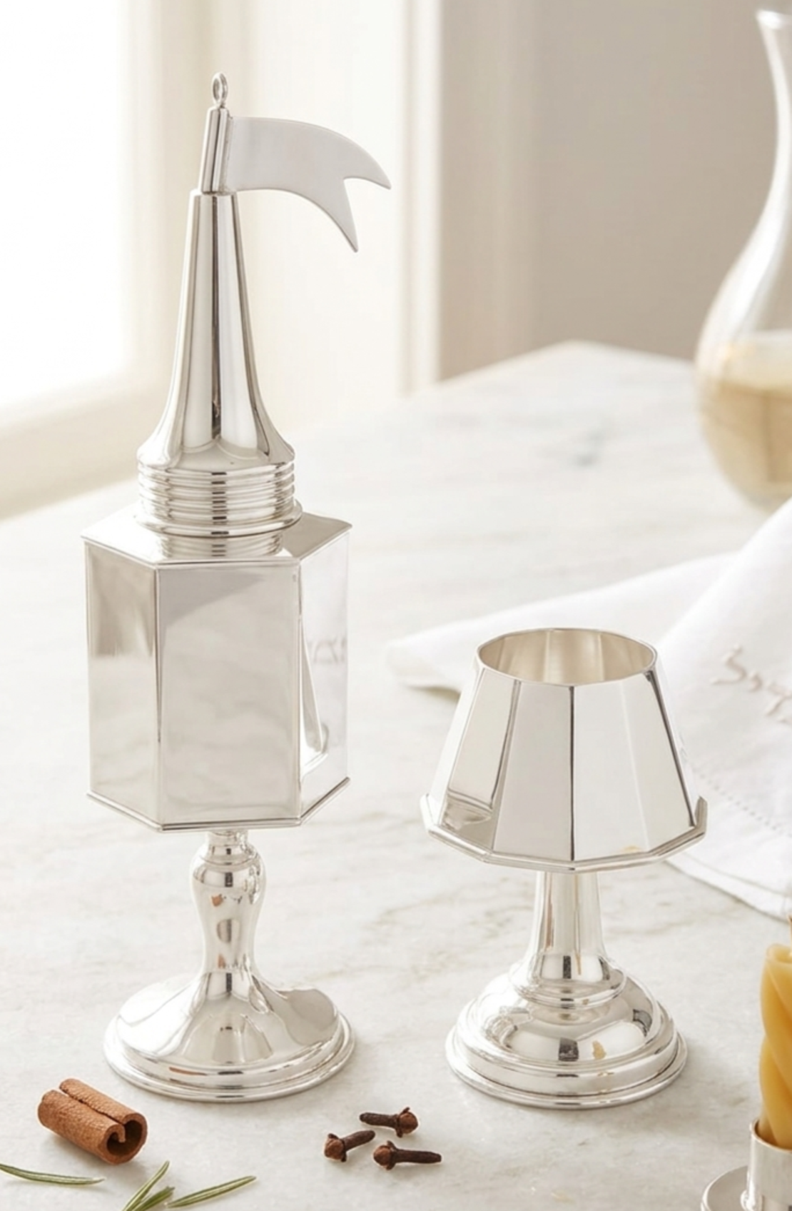 סט הבדלה משושה כסף טהור