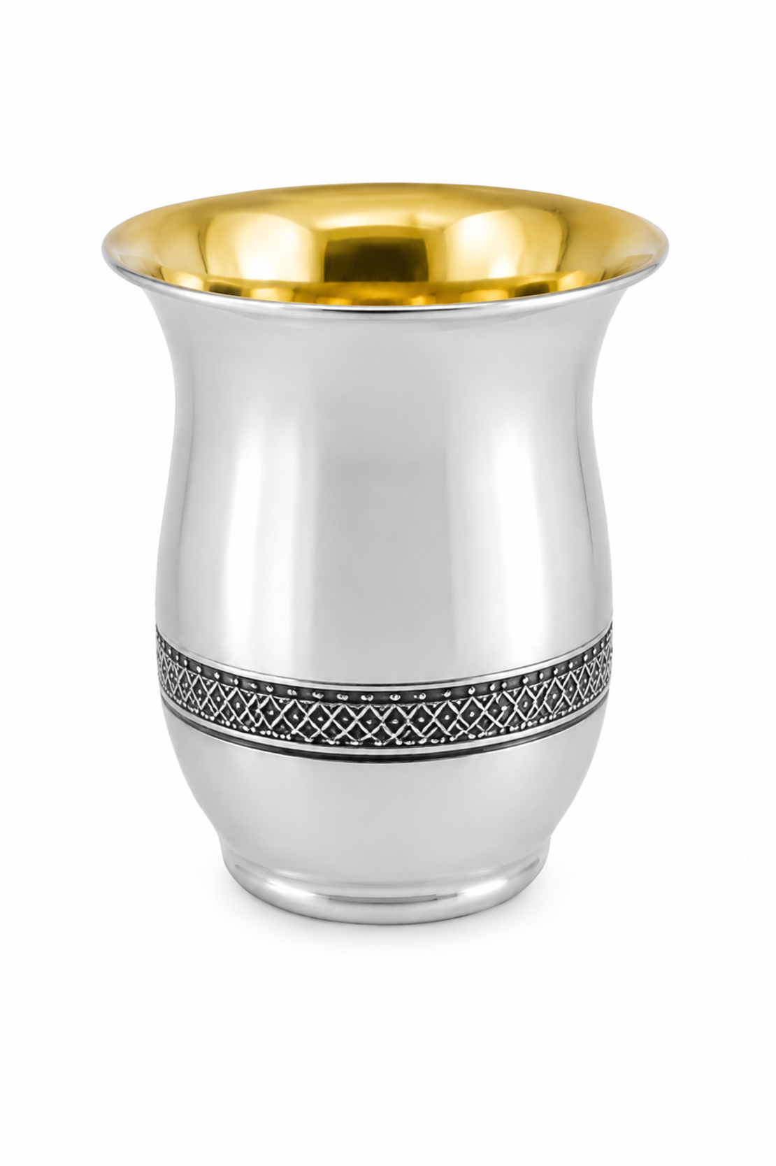 Handmade Kiddush cup with filigree decoration, 925 pure silver