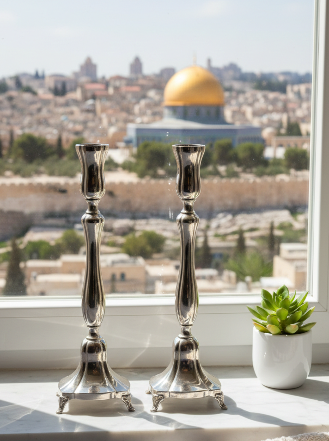 pure silver QUEEN candlesticks