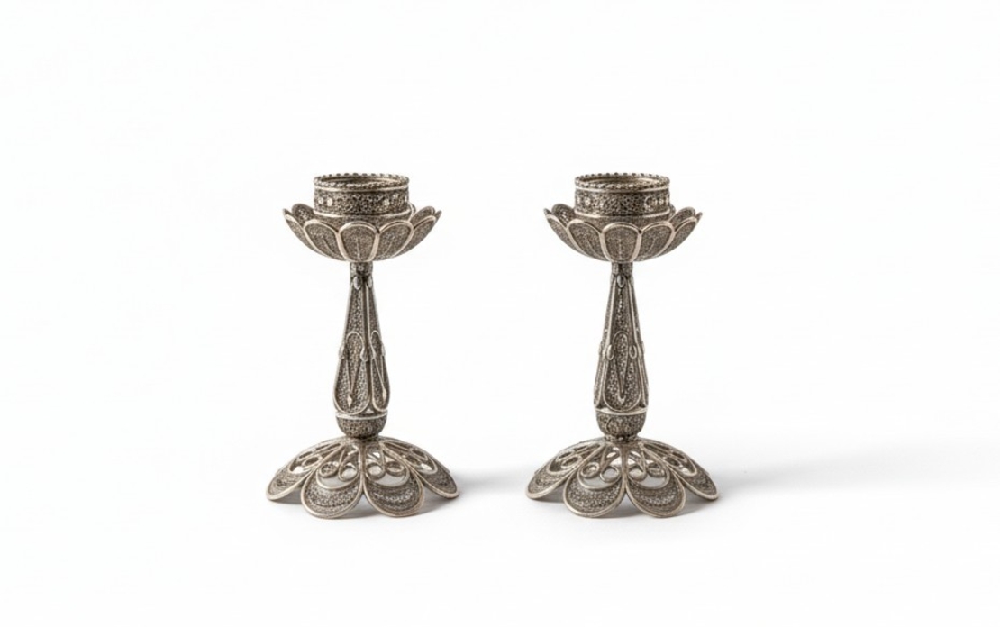 pure silver stand flower candlesticks