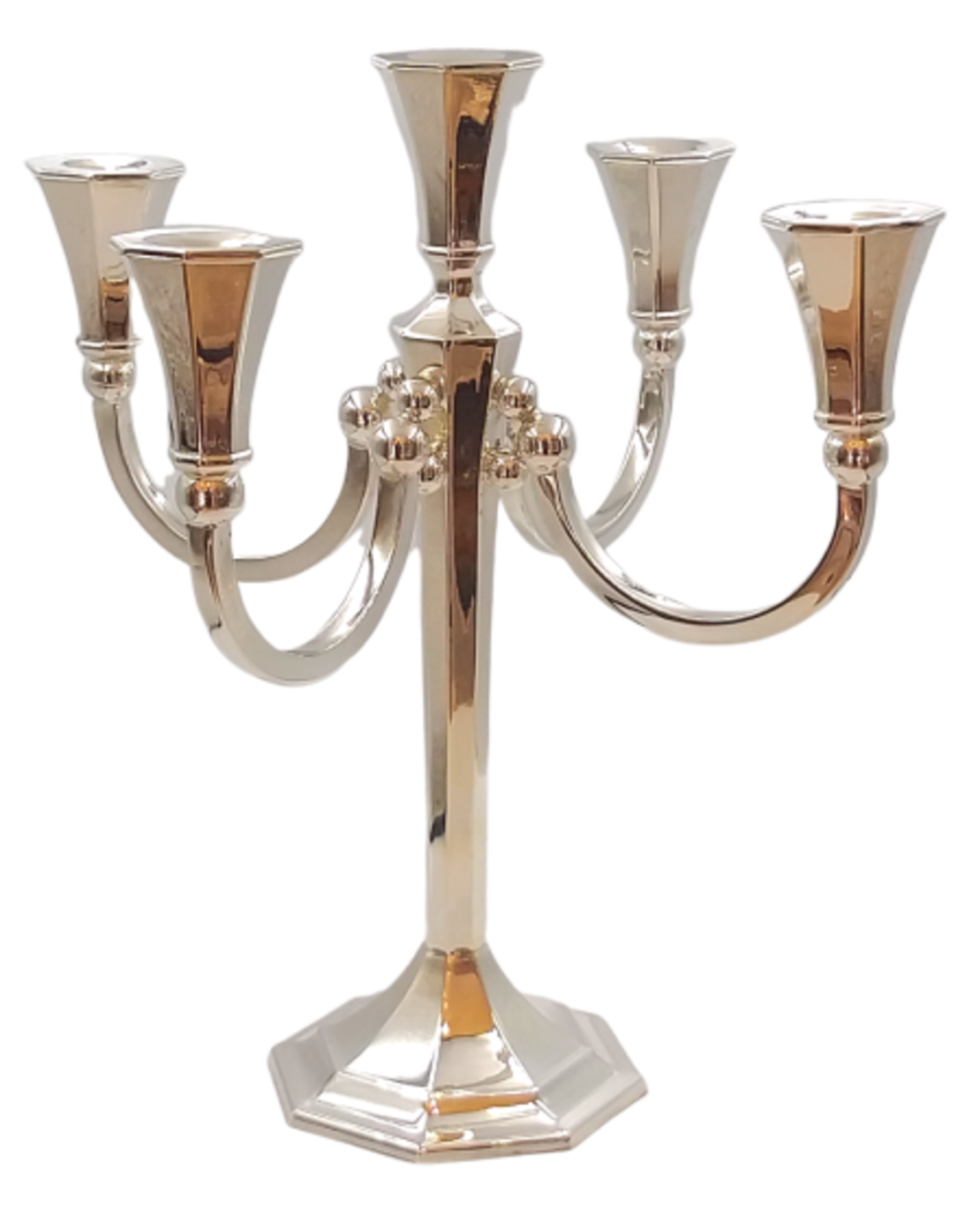 Pure silver polygonal candelabra