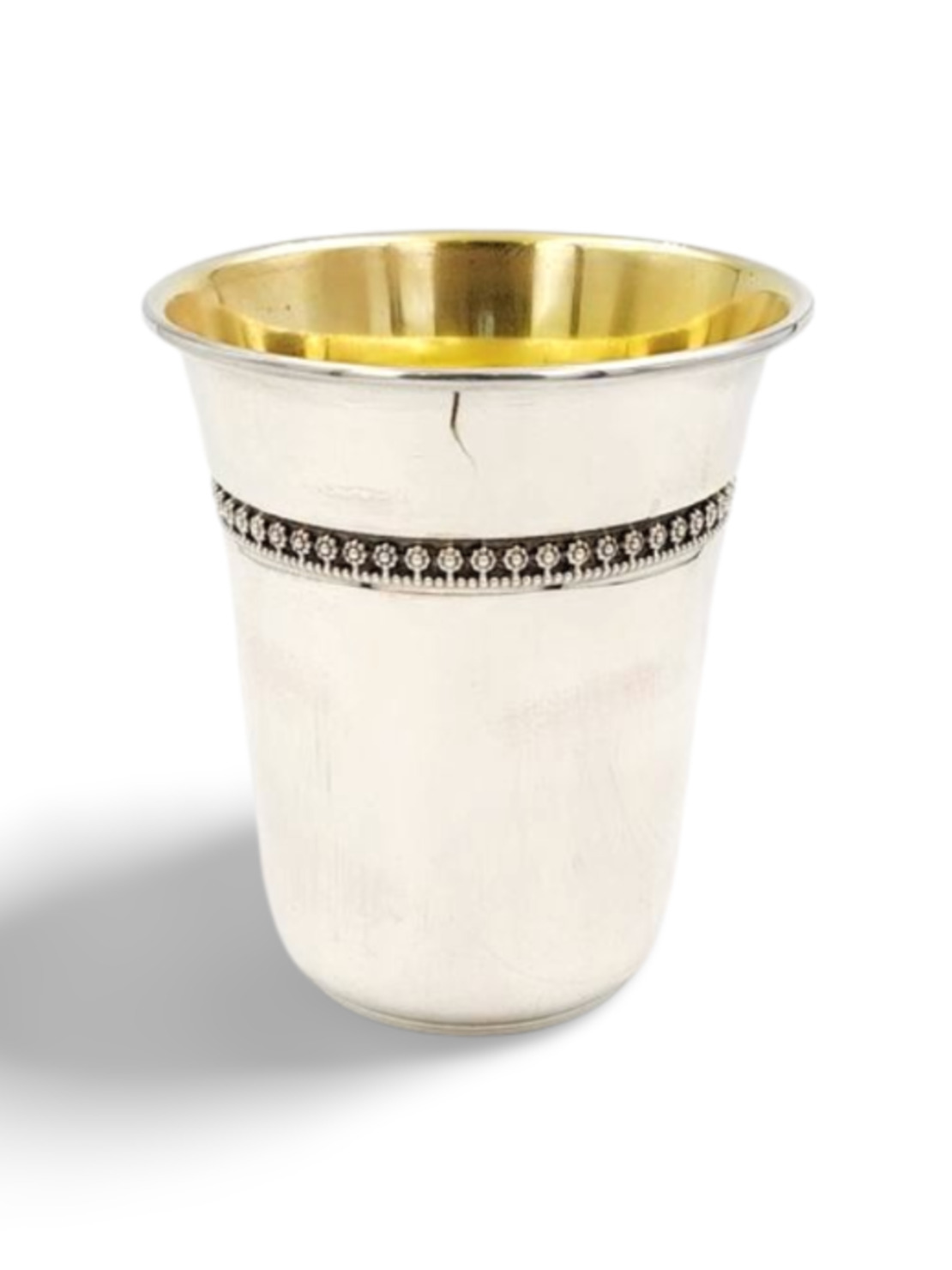 Kiddush cup round ribbon pure silver