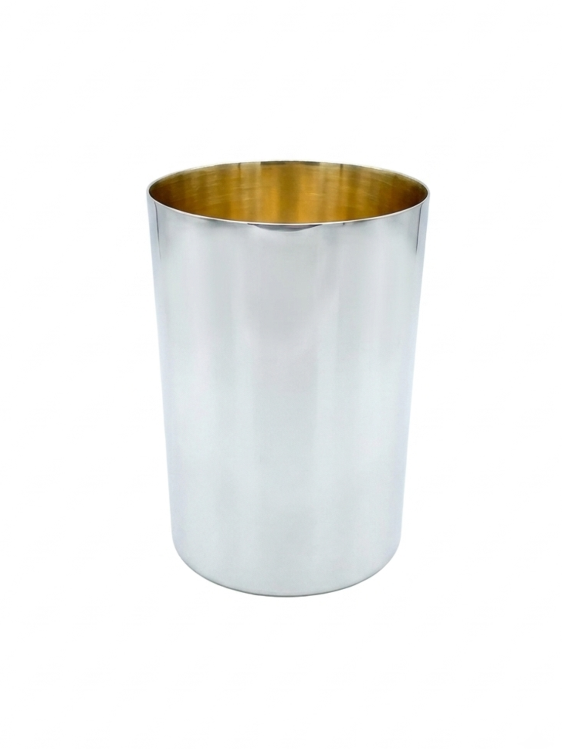 a large, pure silver cylindrical Kiddush cup | Smooth or hand-hammered finish
