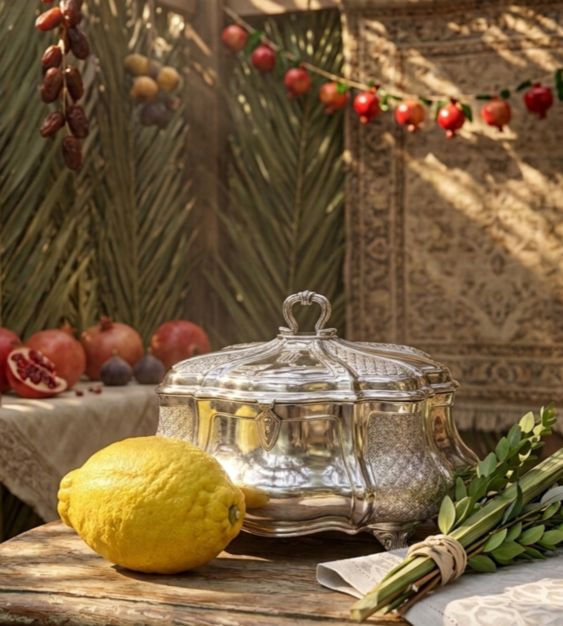 Oval pure silver Etrog box