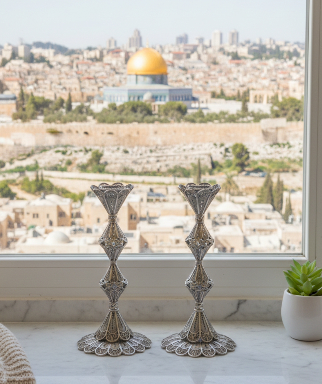 פמוטי יהלומים כסף טהור