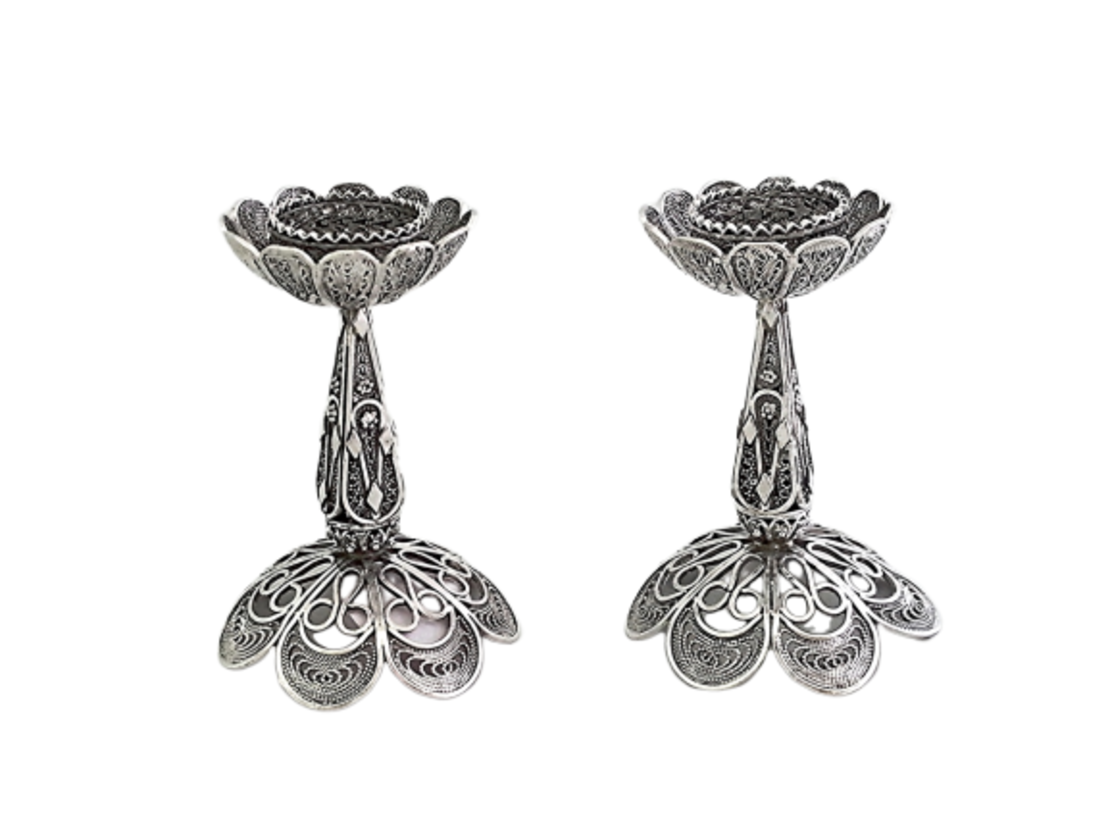 pure silver stand flower candlesticks