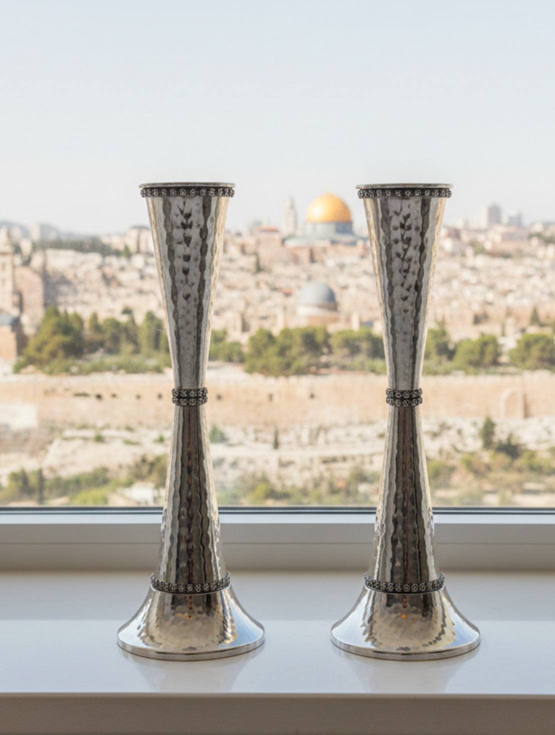 pure silver Gil hammer candlesticks 2 sizes