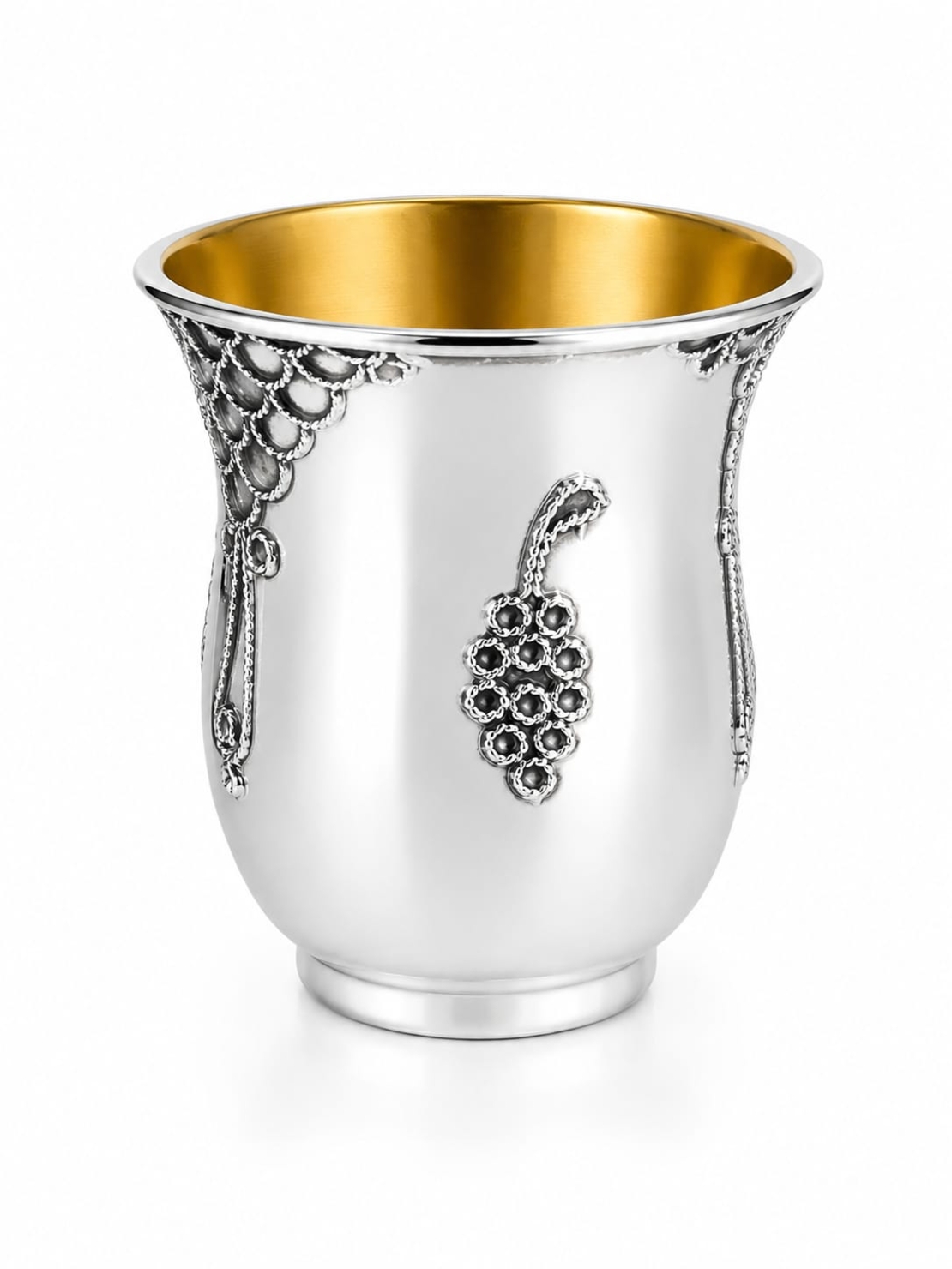 pure silver Kiddush cup, handmade, traditional filigree decoration