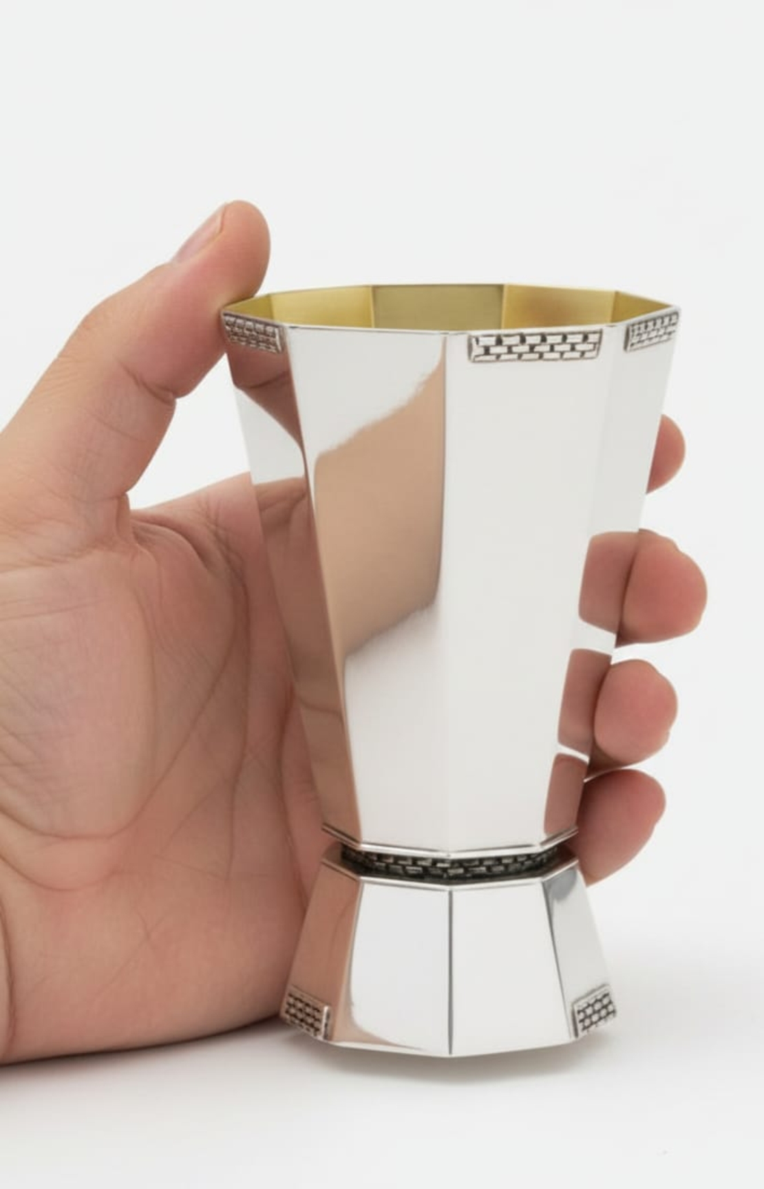 כוס קידוש דוגמא משושה כסף טהור