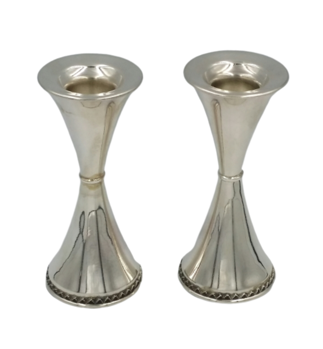 Pure silver hourglass zigzag mini candlesticks