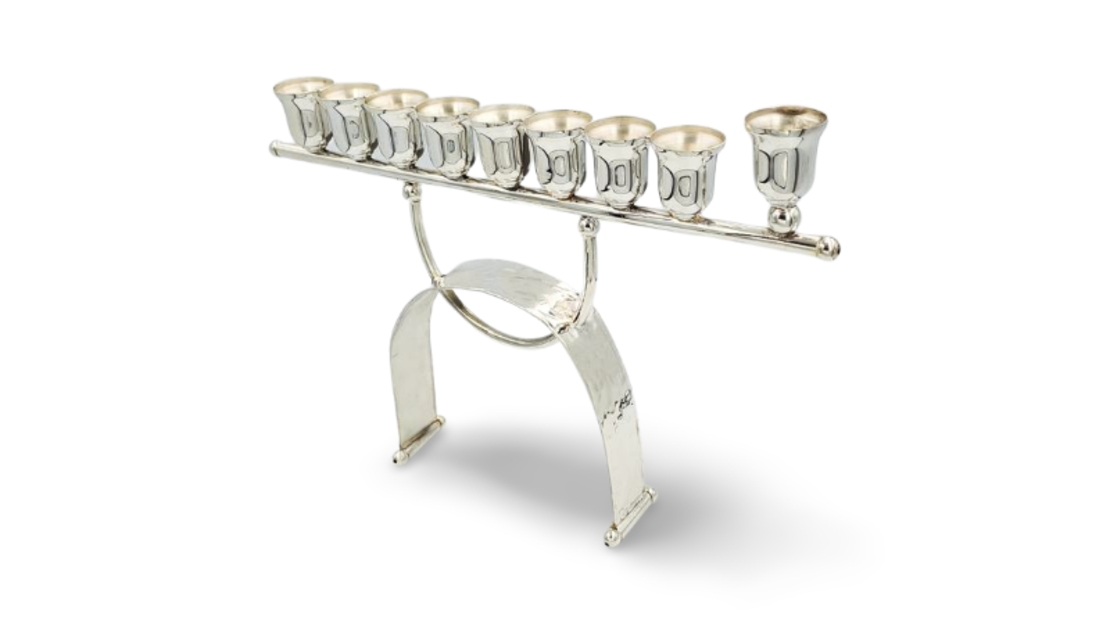 Pure silver pearl menorah