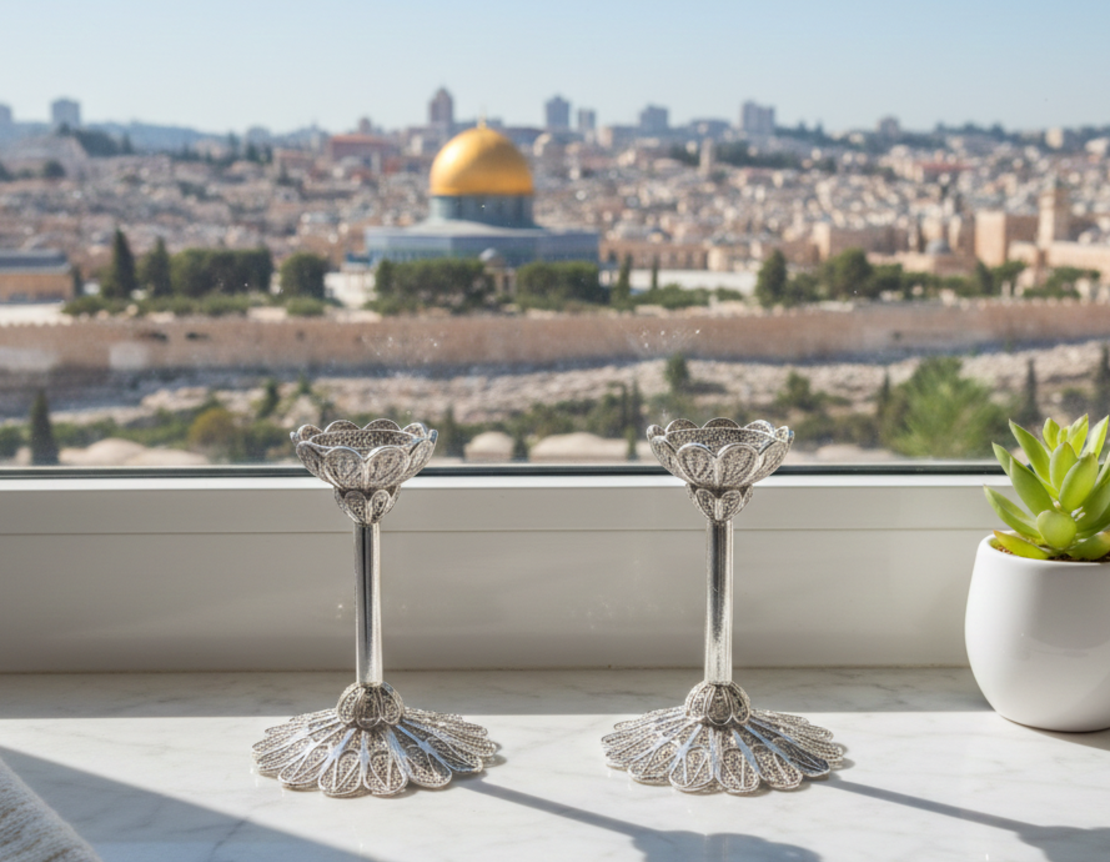 pure silver flower S candlesticks