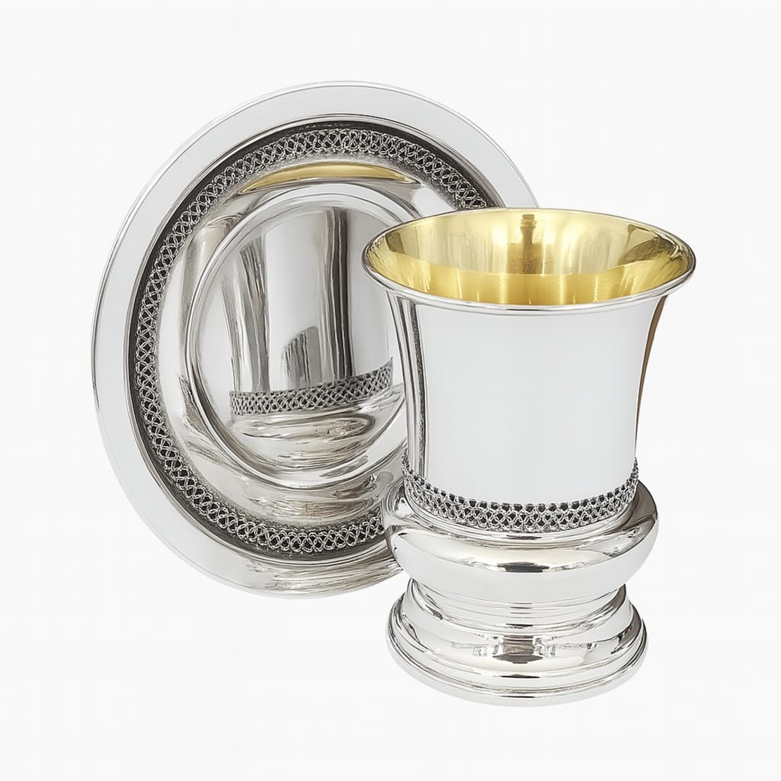 Kiddush set ribbon half a foot pure silver