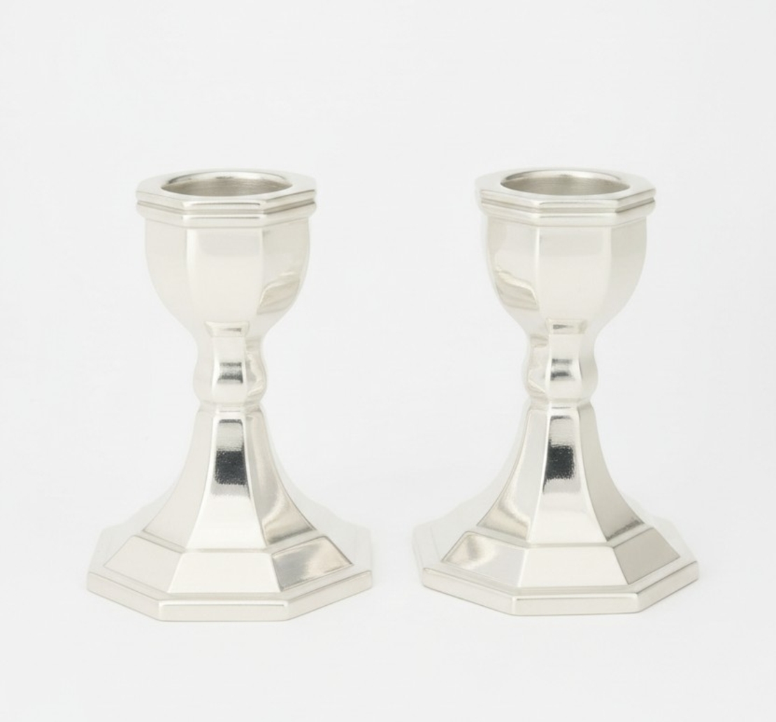 פמוטי מיני משושה כסף טהור