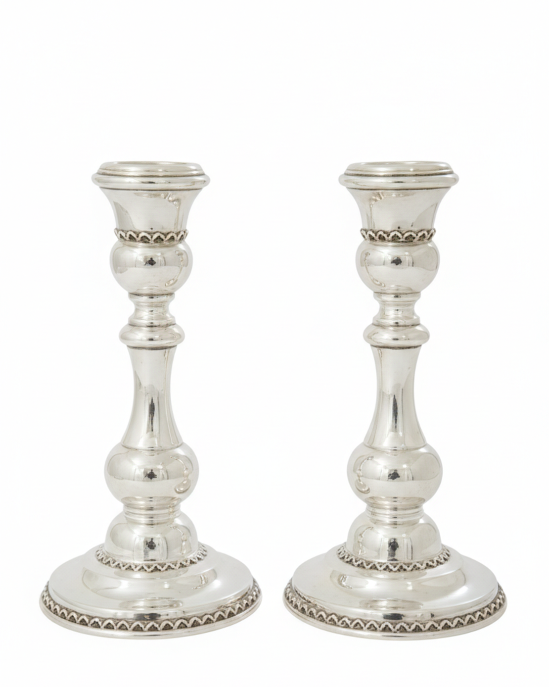 Pure silver apple mini candlesticks
