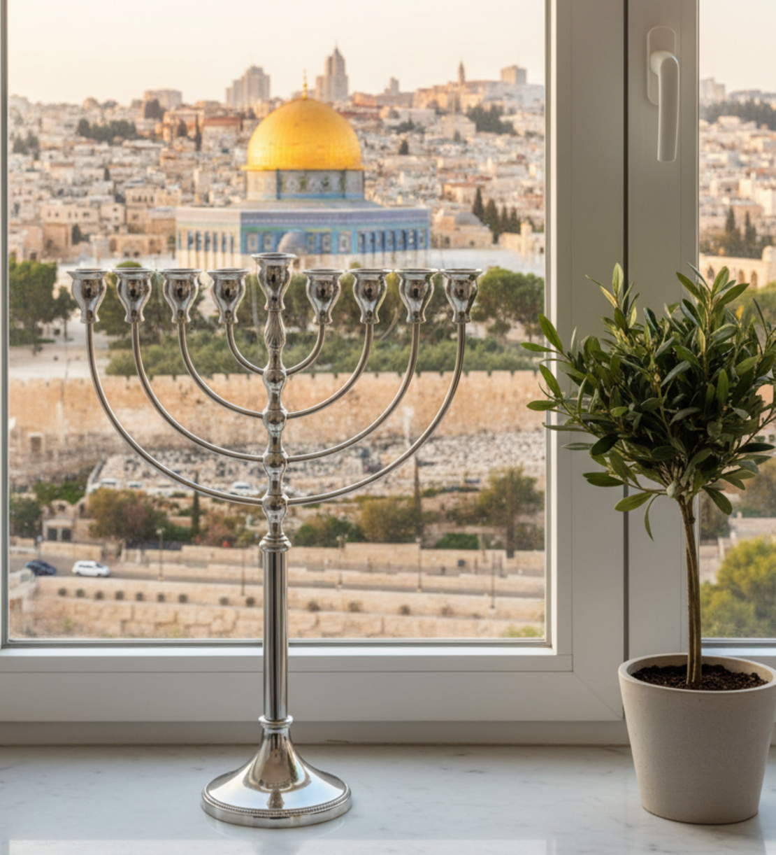 Pure Silver Pearl Menorah