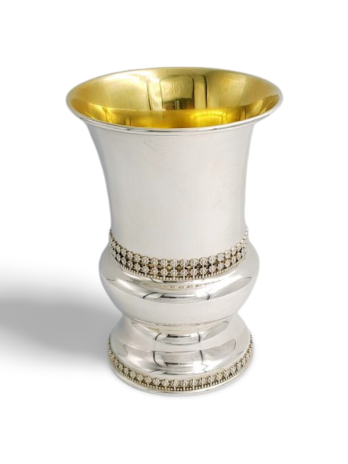 Kiddush cup half foot pure silver ribbon