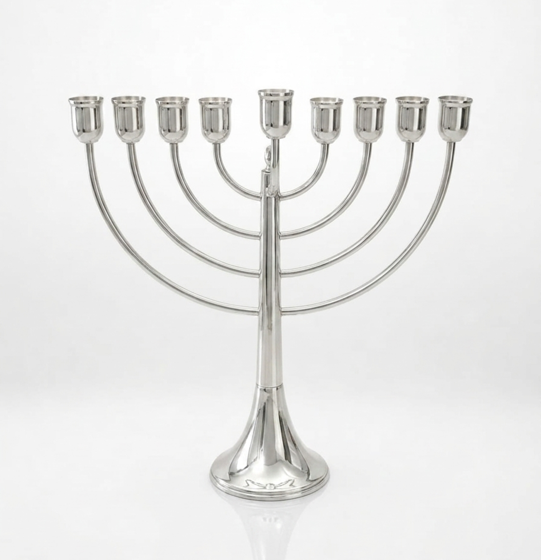 Hanukkah Menorah Arched Pure Silver 925 Handmade Made in Israel