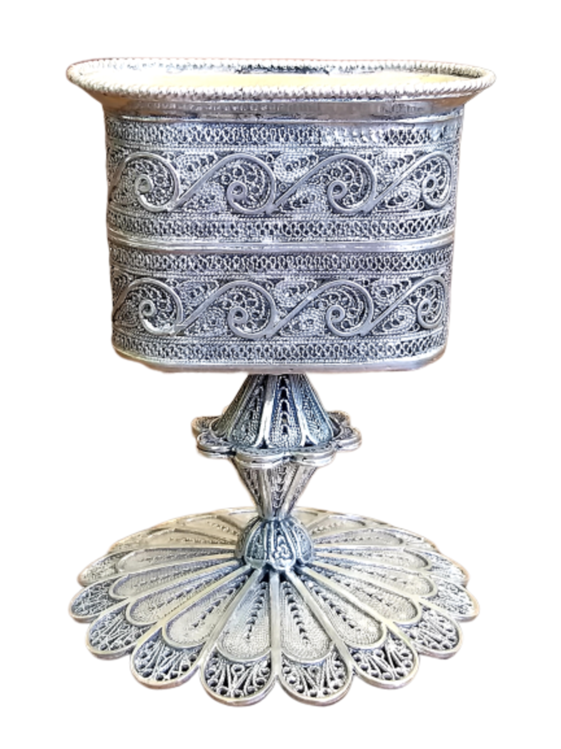 Havdala pure silver filigree candle stand
