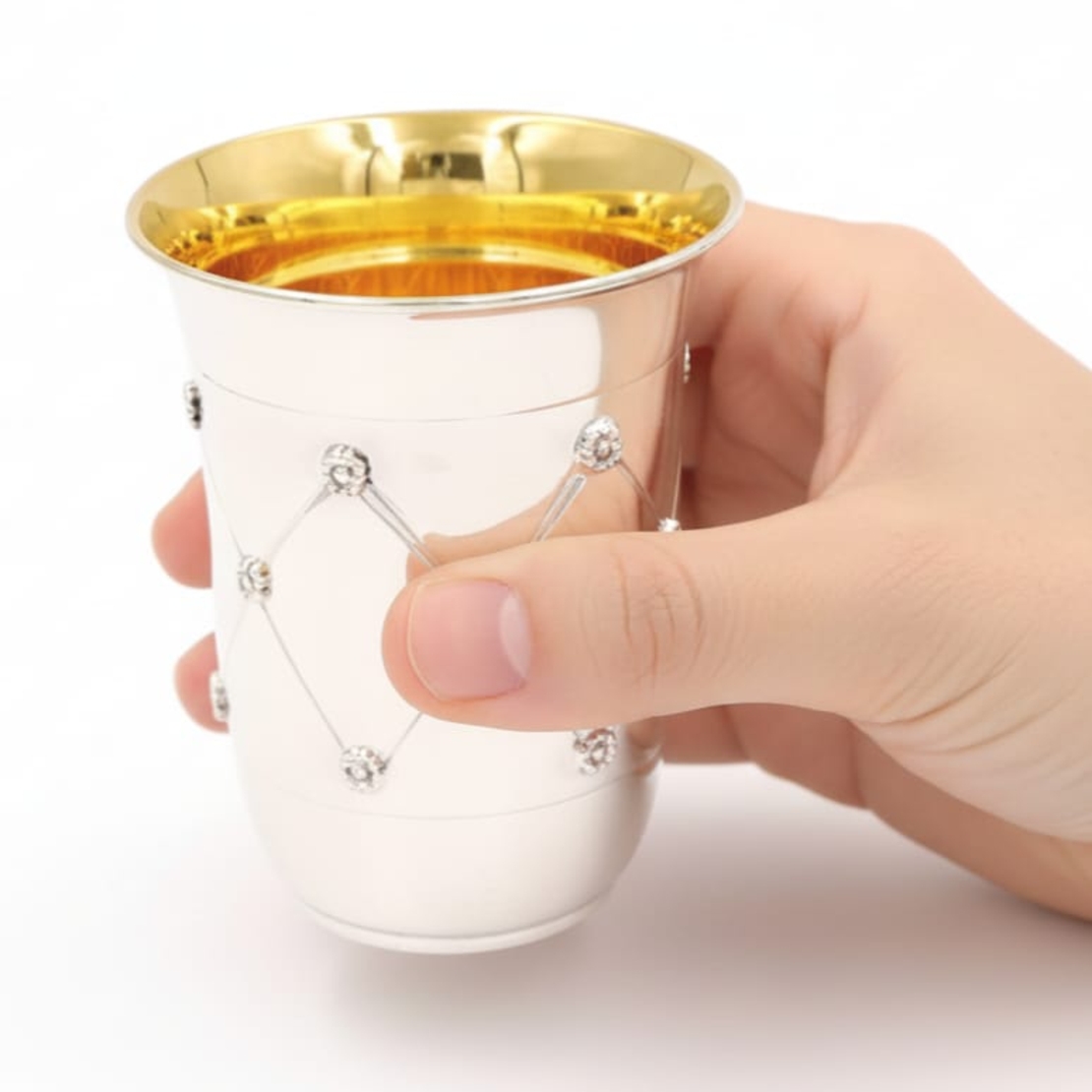 Kiddush cup X flower pure silver