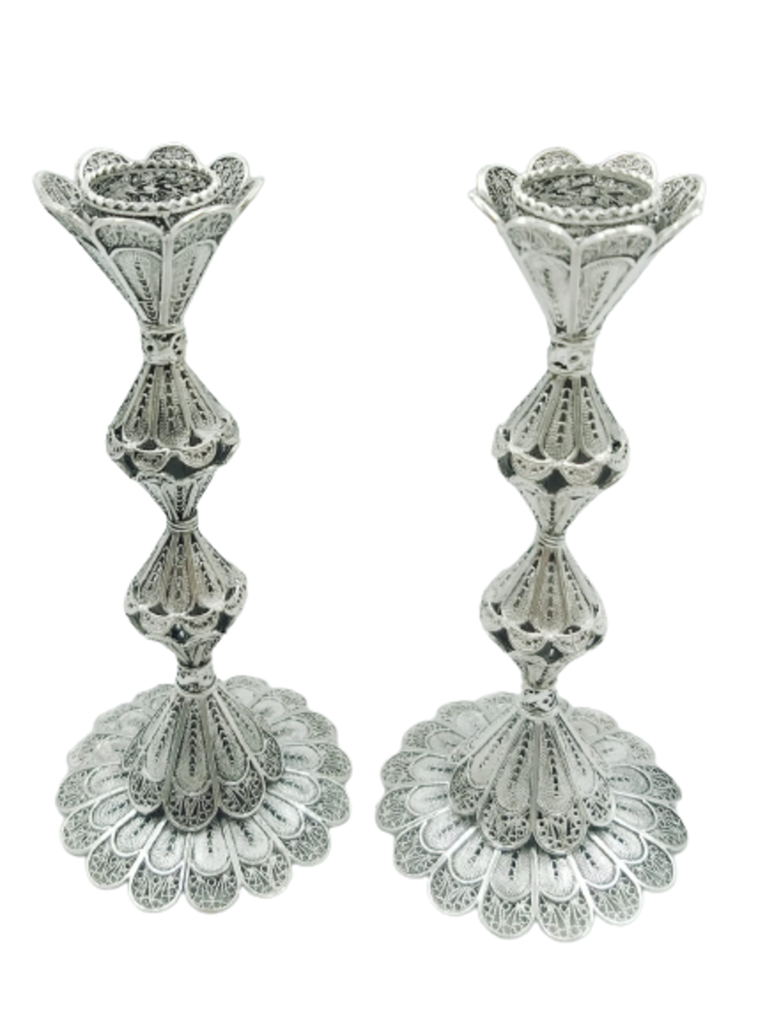 Pure silver diamond candlesticks