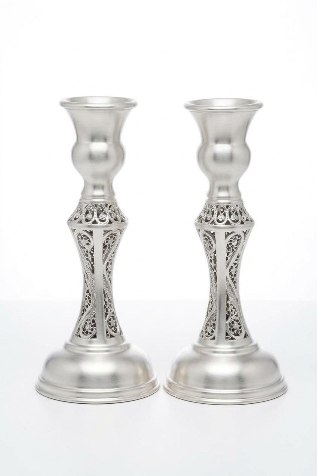 Handmade pure silver candlesticks, Popeye S model | Candlesticks for Shabbat