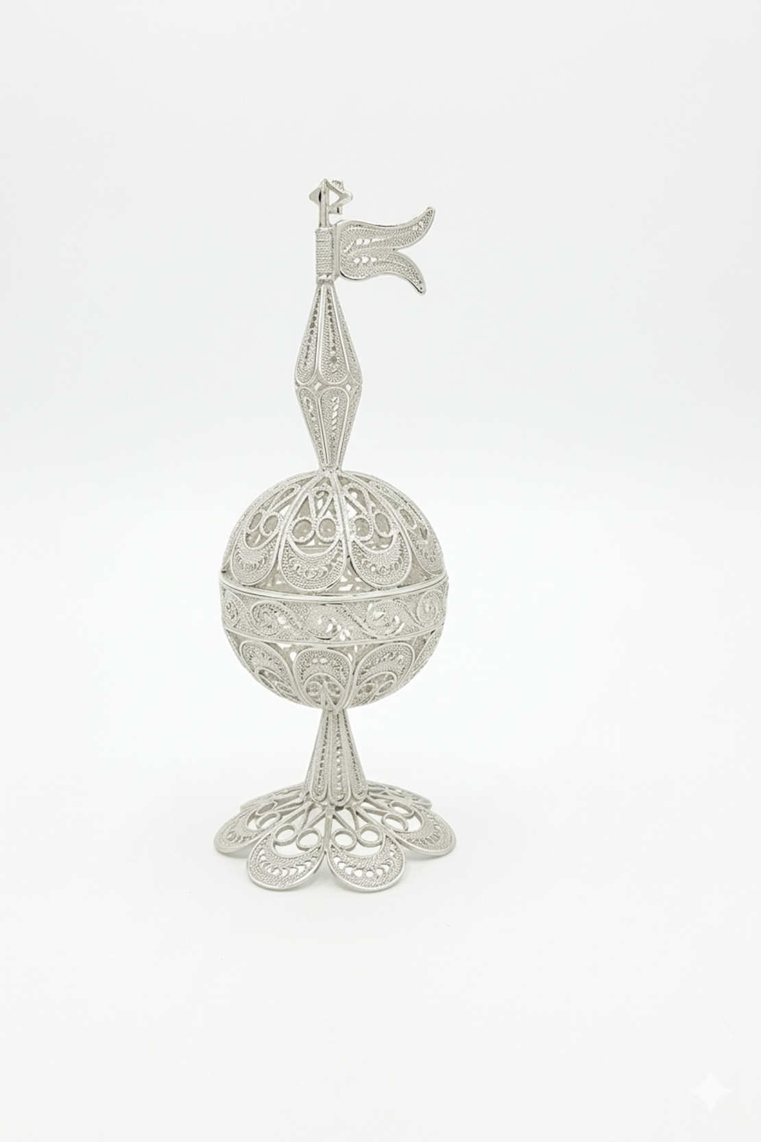 קופסאת בשמים פיליגרין עגול M כסף טהור