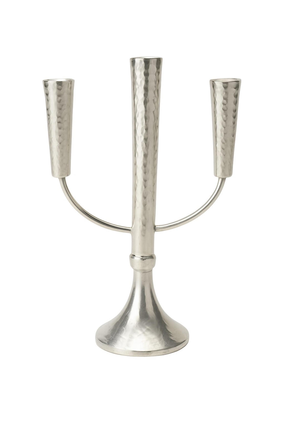Pure silver three-branched hammer candelabra