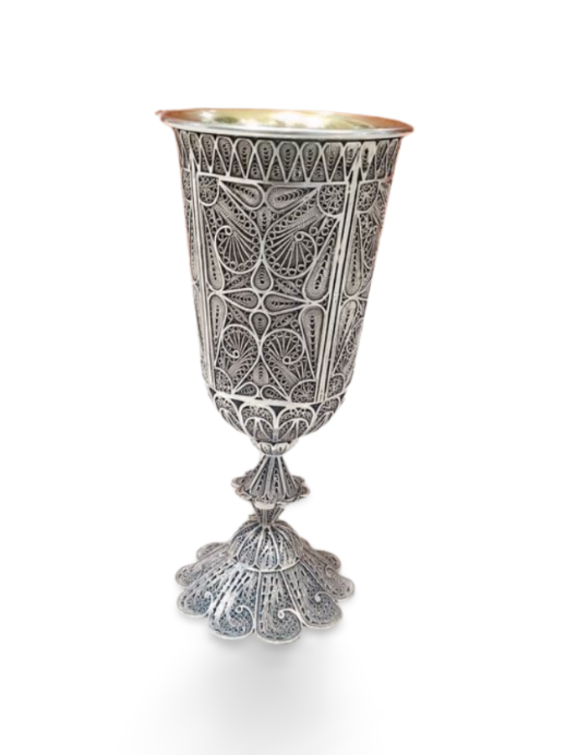 Pure silver filigree kiddush cup