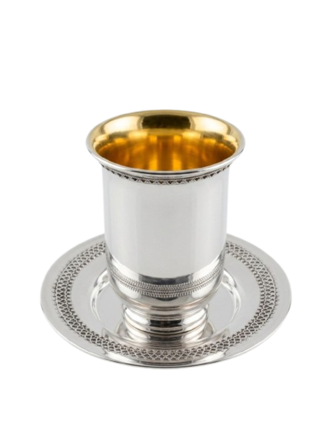 An elegant, handmade Kiddush set with filigree decoration made of pure 925 silver, made in Israel.