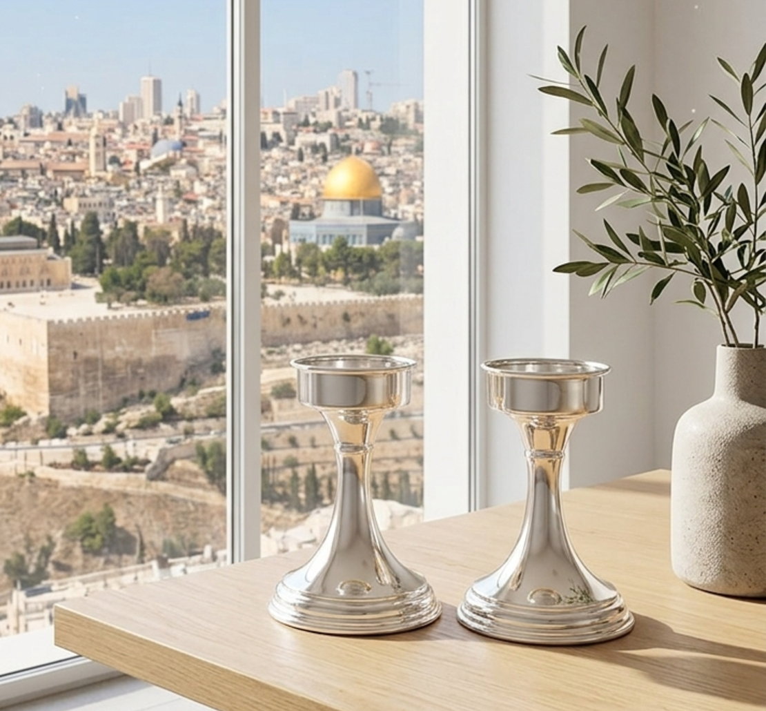 Handmade pure silver tealight candle holders, illustrative image
