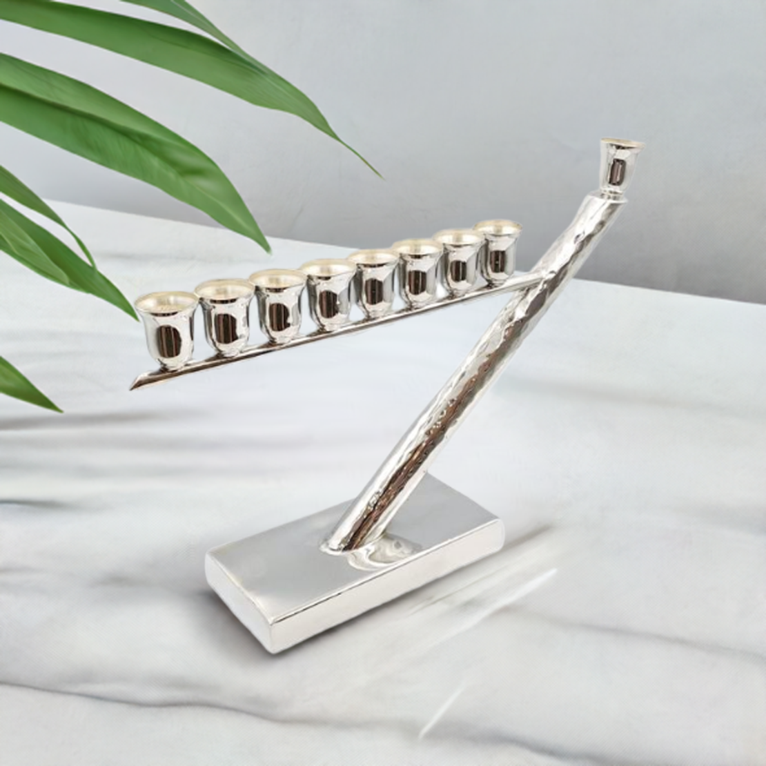 modern sterling silver menorah