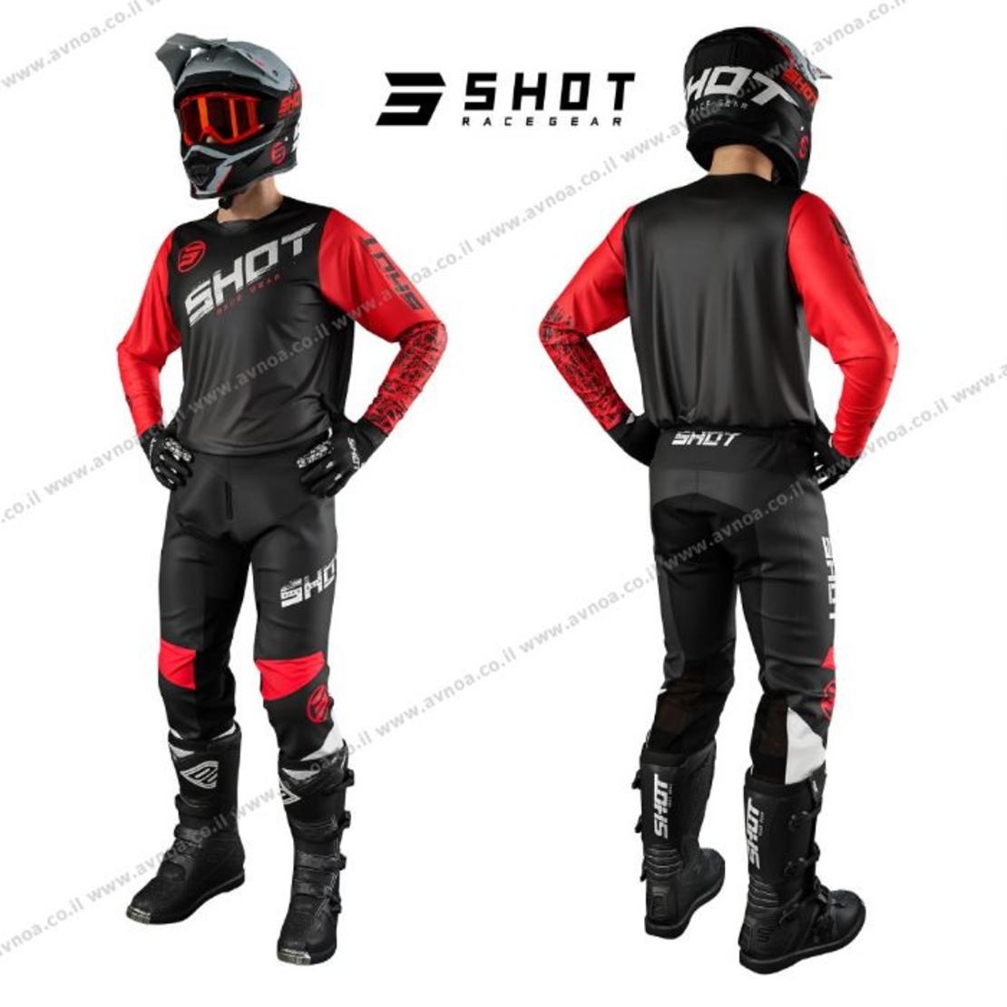 חליפת רכיבה SHOT במבצע!! אדום/שחור