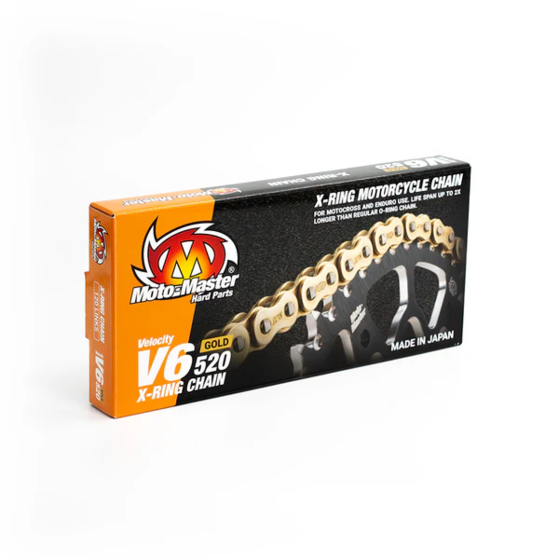 שרשרת 120 חוליות 520 MotoMaster V6 זהב מחוזקת X-RING