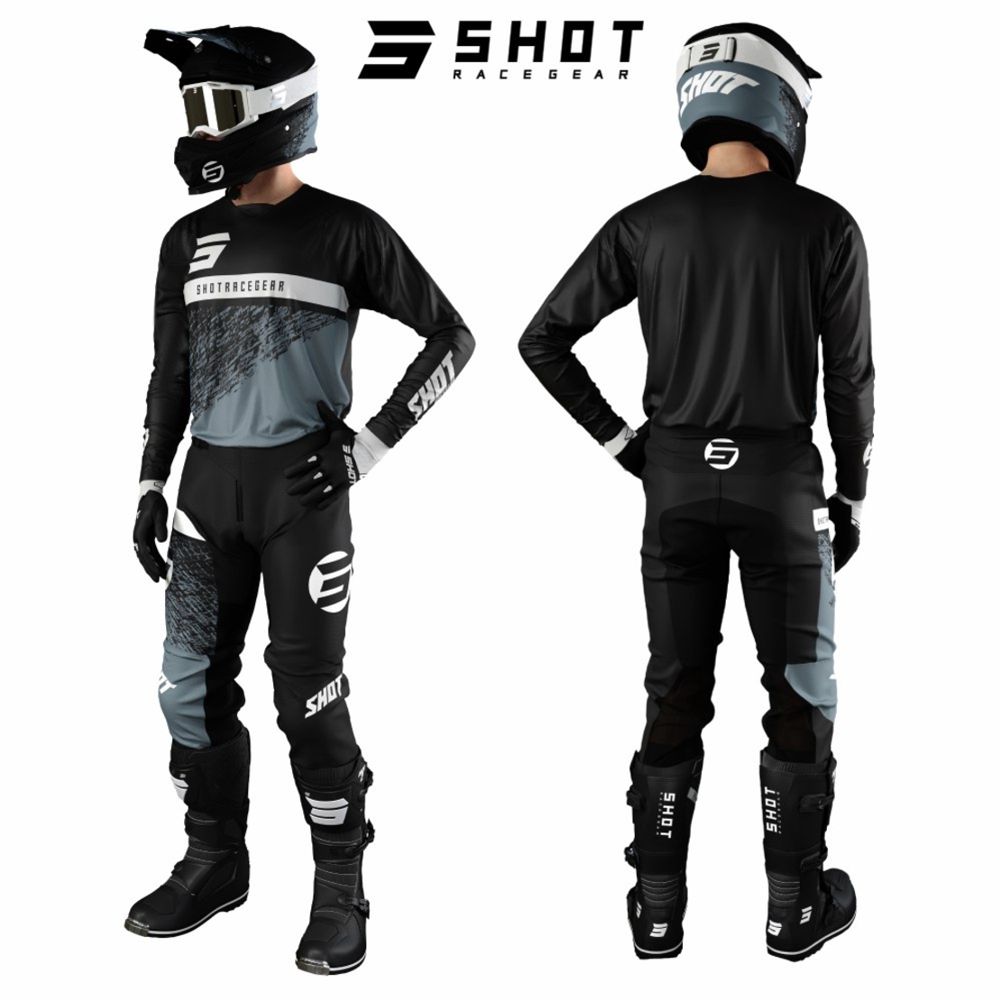 חליפת רכיבה SHOT במבצע!! שחור/אפור/לבן