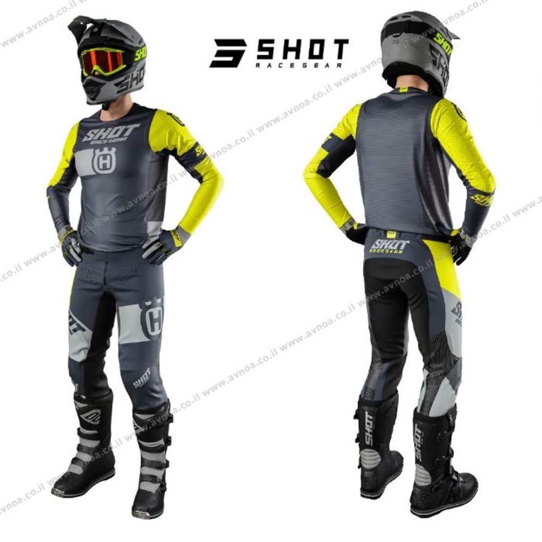 חליפת רכיבה SHOT במבצע!! צהוב/אפור/הסקוורנה