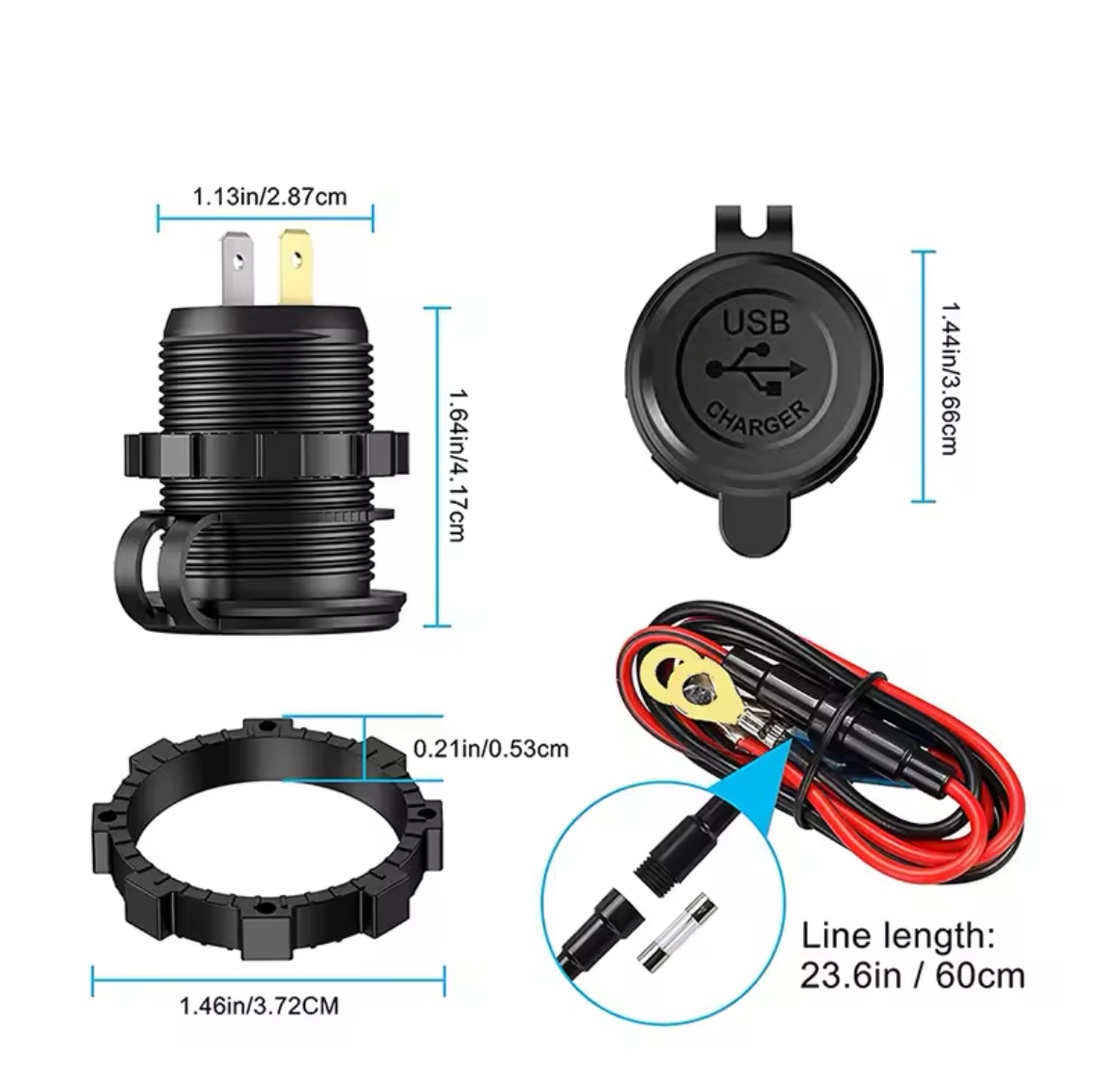 שקע USB משולש עם טעינה מהירה כולל TYPE C