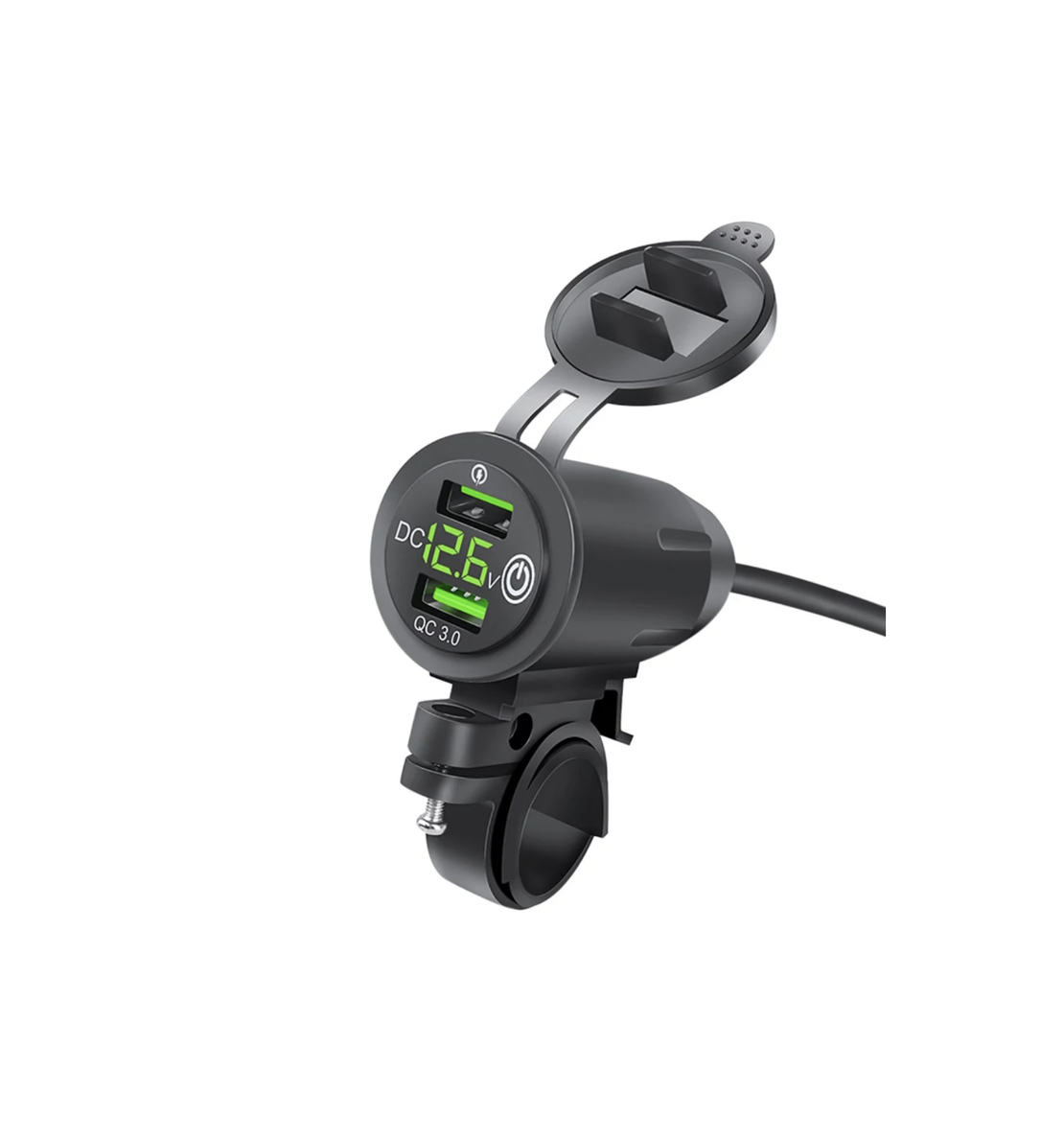 שקע USB כפול עם טעינה מהירה כולל מד מתח